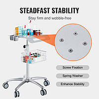 Мобильная тележка VEVOR, регулируемая по высоте медицинская тележка с корзиной