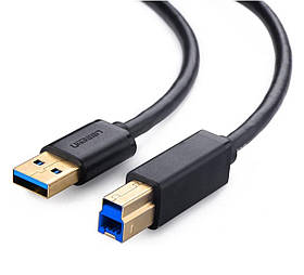 Кабель UGREEN US210 USB 3.0 AM to BM Print Cable 2m (Black）(UGR-10372)