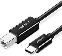 Кабель UGREEN US241 USB-C Male to USB-B 2.0 Male Printer Cable ABS Plastic Case 1m (Black)(UGR-80811)