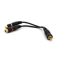 Кабель RCA (папа) => 2хRCA (мама), CU, круглый, Black, 0,2м, (Пакет) Q250 l