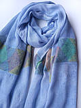 Шарф-палантин жіночий весна-осінь з геометричним принтом Без бренду 200х88 см Блакитний, фото 2