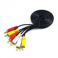 Кабель 3 RCA - 3 RCA аудио видео 1.5 м + Подарок НожКредитка