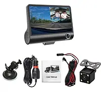 Видеорегистратор для авто UKC Full HD 1080P 3 камеры + Подарок очки для водителей + Подарок НожКредитка