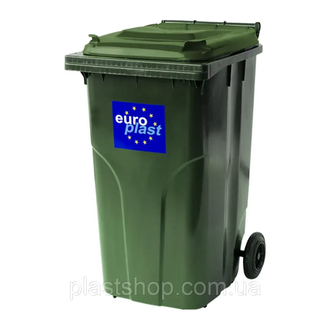 Сміттєвий бак Europlast пластиковий об'єм 240 л Зелений, фото 1