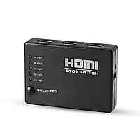 Переключатель HDMI на 5 портов с пультом разрешения видео 1080p + Подарок НожКредитка
