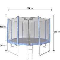 Батут дитячий з сіткою та драбинкою 374 см Atleto синій