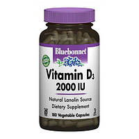 Витамин D Bluebonnet Nutrition Vitamin D3 2000IU 180 Veg Caps UN, код: 7517548