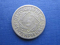 Монета 5 пфеннигов Германия 1924 G