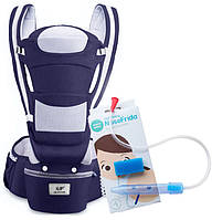 Хипсит Эрго-рюкзак Baby Carrier 6 в 1 Темно-Синий + Детский назальный аспиратор (vol-1434) FG, код: 6682159