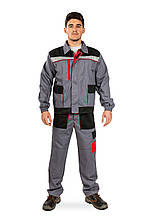 Костюм робочий МУСТАНГ (куртка + штани) сірий з чорним (100% бавовна)