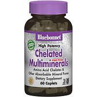 Мультиминеральный комплекс Bluebonnet Nutrition Chelated Multiminerals, Iron Free 60 Caplets FT, код: 7679190