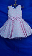 Детское нарядное атласное платье с фатином ГОРОШЕК для девочки 5-6 лет, розового цвета