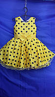 Детское нарядное атласное платье с фатином ГОРОШЕК для девочки 5-6 лет, жёлтого цвета