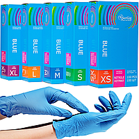 Нітрилові рукавички - SanGig, щільність 3.5 г. - блакитні (100 шт)