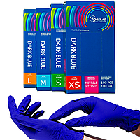 Нитриловые перчатки SanGig, плотность 3.5 г. - Синие (100 шт)
