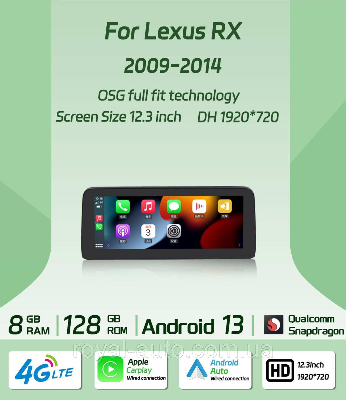 Мультимедіа Android Lexus RX 270 350 450 Лексус РХ 2009-2014 магнітола монітор головний пристрій 12.3, фото 1