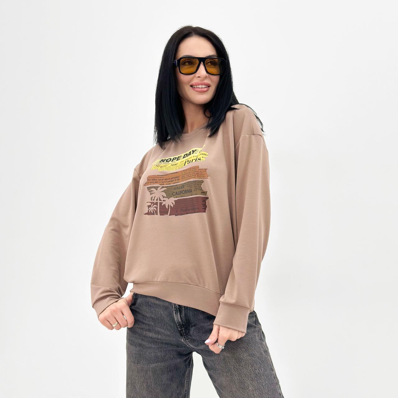 Демісезонний жіночий світшот з принтом "California" Батал, фото 1