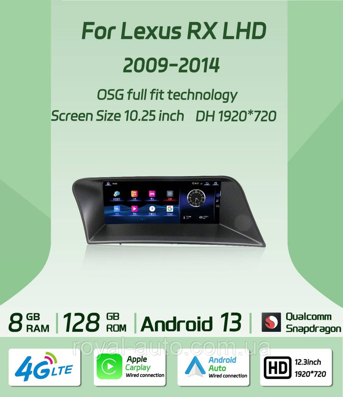 Мультимедіа Android Lexus RX RX270 RX350 RX450 Лексус РХ 2009-2014 магнітола дісплей головний прилад 10.25, фото 1