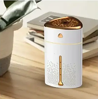 Портативный увлажнитель воздуха Fog Humidifier с подстветкой, работает от USB, цвет бело-золотой