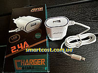 2in1 Aspor A802 Plus (1USB/2.4A) LED + USB кабель Lightning Сетевое зарядное устройство