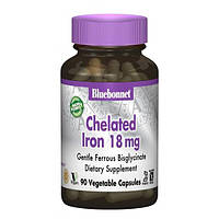 Микроэлемент Железо Bluebonnet Nutrition Albion Chelated Iron 18 mg 90 Caps GT, код: 7517475