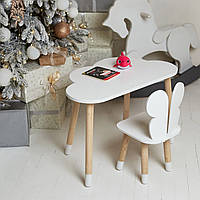 Детский стол "Тучка" и стульчик "Бабочка": белоснежный уголок для маленьких мечтателей