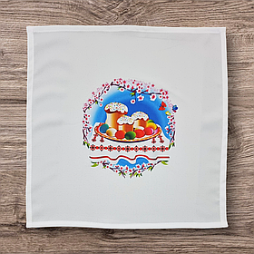 Серветка тканинна для корзинки Пасхальна №10, (сервірувальна 40х40см, Білий)