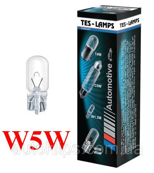 Лампа 12V W5W цоколь- W2,1x9,5D "ТЕСЛА"