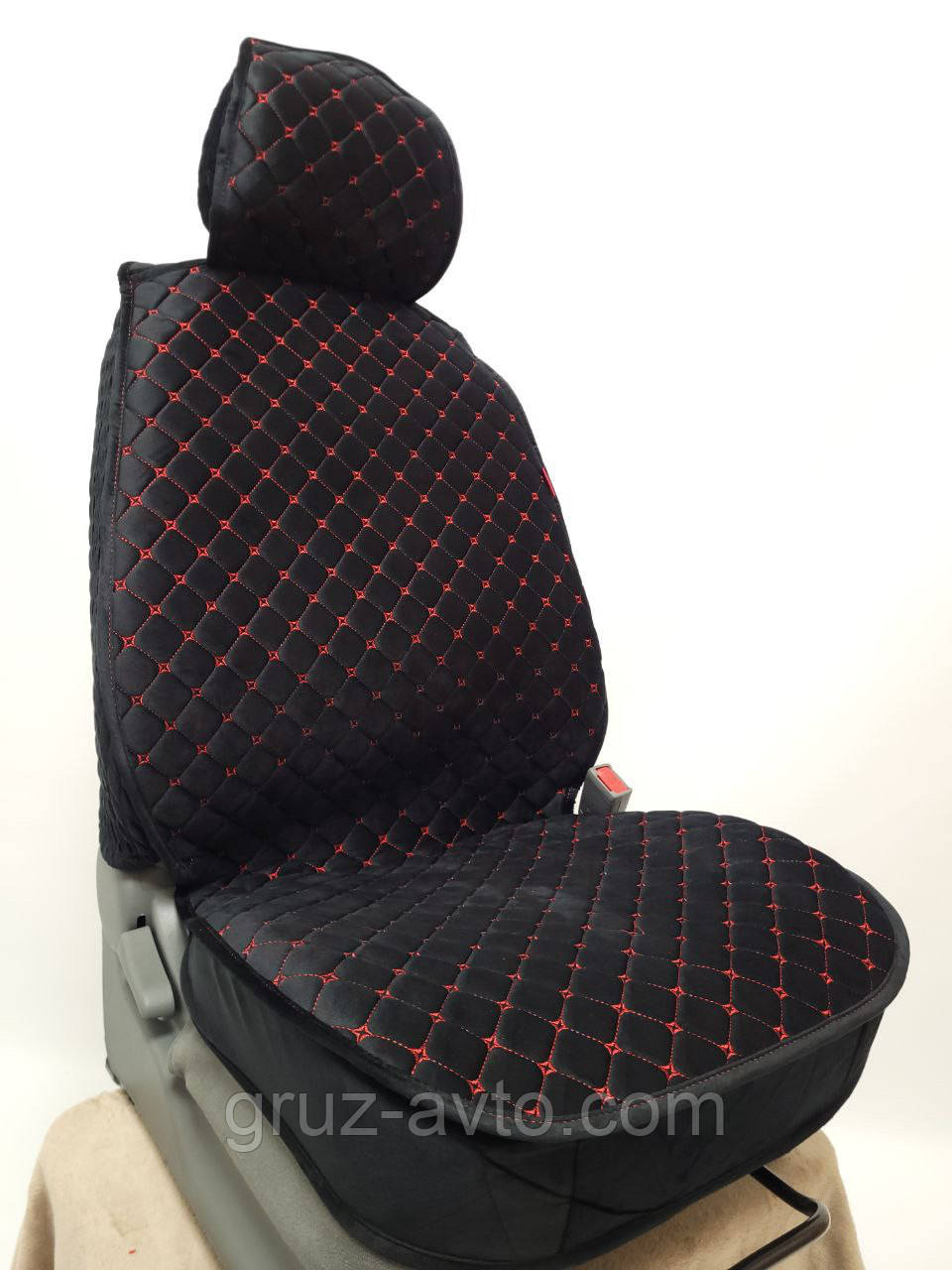 Накидки Car Fashion модель Sultan Front Султан фронт на передні сидіння чорний/чорний/червоний 26195