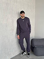 Мужской спортивный графит свитшот повседневный, модный однотонный мужской свитшот круглый вырез горловины