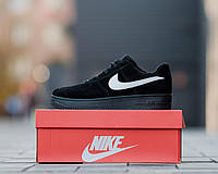 Кросівки на хутрі Nike Air Force Winter Black / Найк Аір Форсе Чорні зимові Мех Sensey