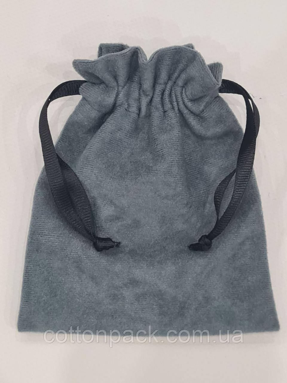 Мішок із велюру 15*17 см. сірий, фото 1