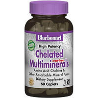 Мультиминеральный комплекс Bluebonnet Nutrition Chelated Multiminerals, Iron Free 60 Caplets AG, код: 7679190