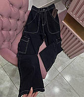 Женские джинсы чёрные, 42-44, 46-48, джинс бенгалин M