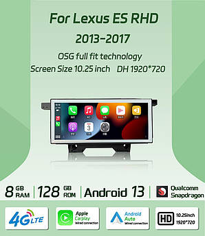 Мультимедіа Android Lexus ES ES200 ES250 ES350 Лексус 2013-2017 магнітола дисплей головний пристрій 10.25