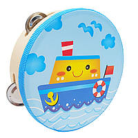 Деревянная игрушка Бубен "Корабль" MD 0367-31 диаметр 15 см Sensey Дерев'яна іграшка Бубон "Корабель" MD