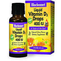 Витамин D Bluebonnet Nutrition Liquid Vitamin D3 400 IU 30 ml Natural Citrus Flavor BLB0372 KM, код: 7517509