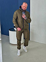 Мужской костюм плащевка хаки с капюшоном весенний осенний премиум качество