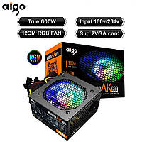 Ігровий блок живлення Aigo AK600 600W з RGB підсвіткою - для ПК (Персонального комп'ютера)