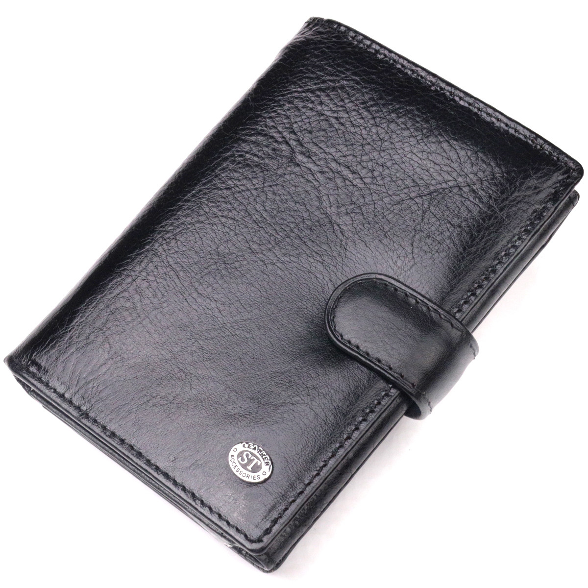 Вертикальний чоловічий гаманець із натуральної шкіри ST Leather 185060 Чорний