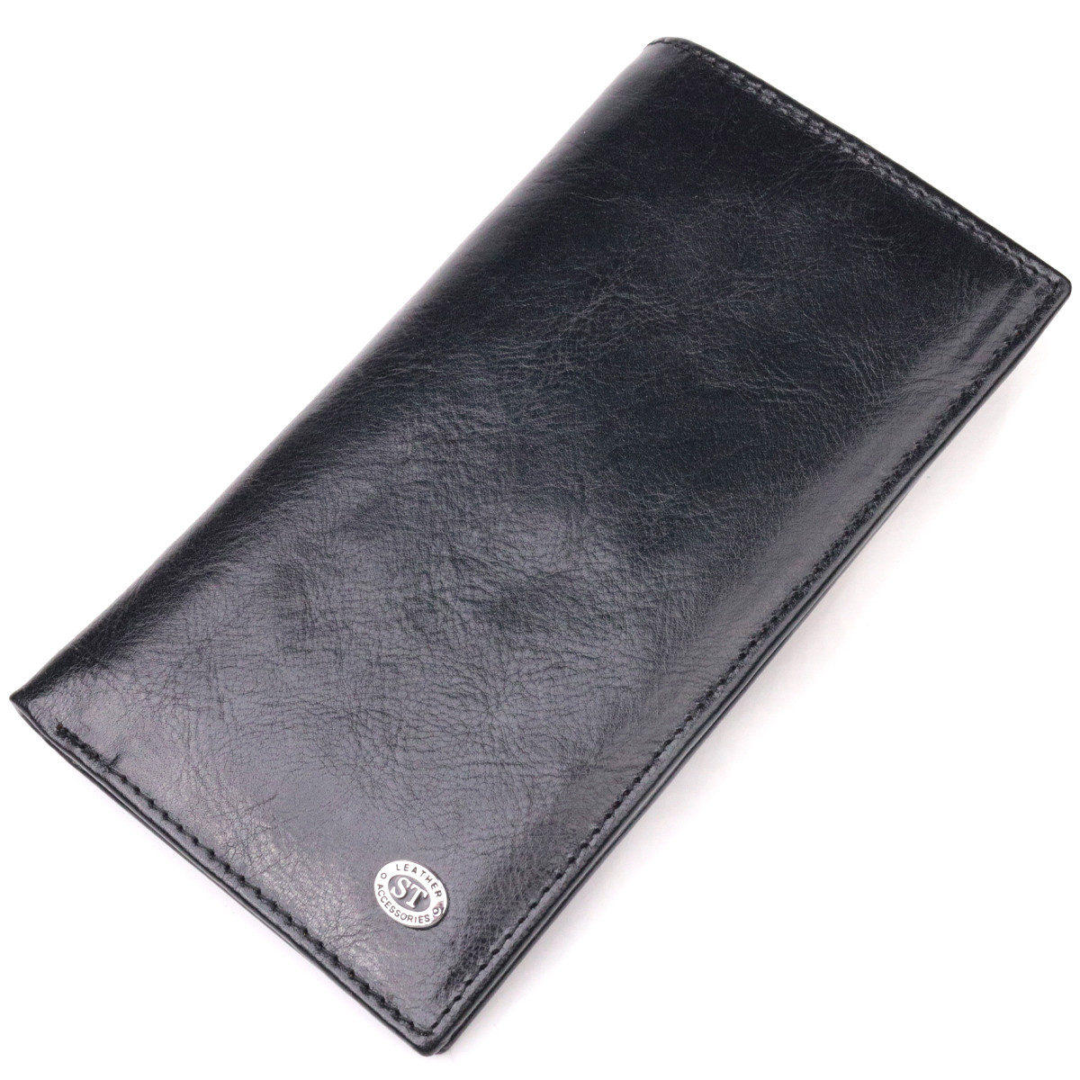 Вертикальний гаманець для чоловіків із натуральної шкіри ST Leather 185074 Чорний