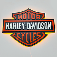 Harley Dаvidson с подсветкой. Логотип Харли Девидсон
