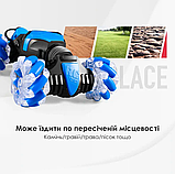 Трюкова Машинка Перевертень з Браслетом та Пультом Управління + Музика та LED Підсвічування з парогенератором Синя, фото 3