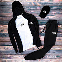 Зиппер + штаны + белая футболка + черная кепка Лого TNF