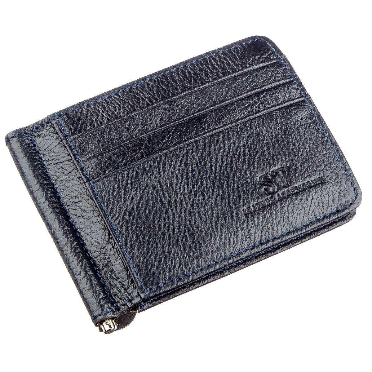 Шкіряний Затискач для чоловіків ST Leather 182413 Синій