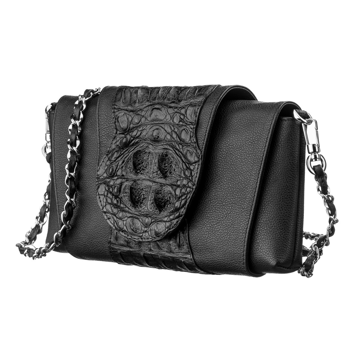 Клатч CROCODILE LEATHER 181540 з натуральної шкіри крокодила Чорний, фото 1