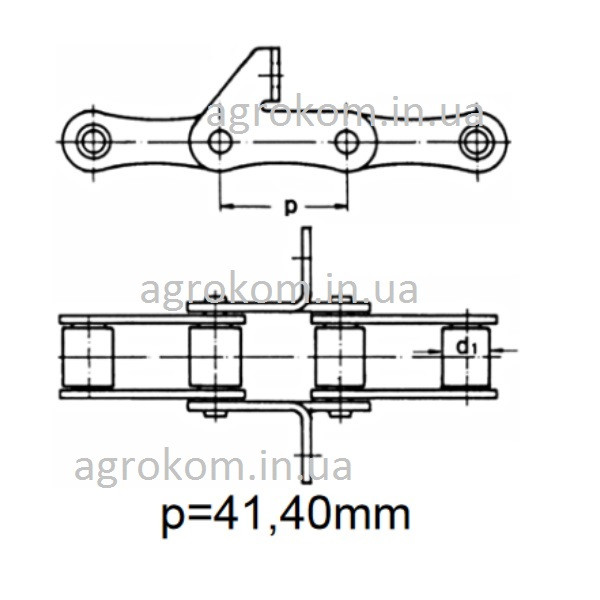 Цепь роликовая елеватора Massey Ferguson