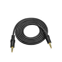 Кабель AUX Audio DC3.5 папа-папа 1.5м, GOLD Stereo Jack, (круглый) Black cable, Пакет Q500 h