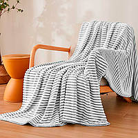 Плед флисовый 150x200 Тм Love You цвет серый в полоску