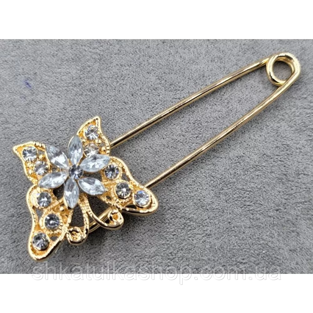 Брошка булавка 70мм, колір золото, фото 1